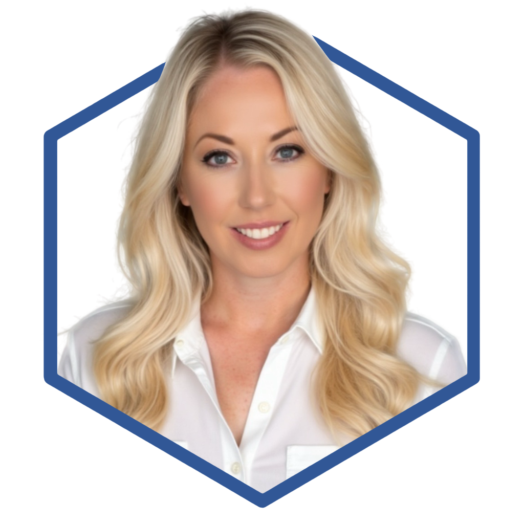 shannon burns with hexagon Shannon Burns Headshot
